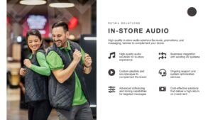 In-Store Audio featuring two supermarket employees dancing in an aisle while at work