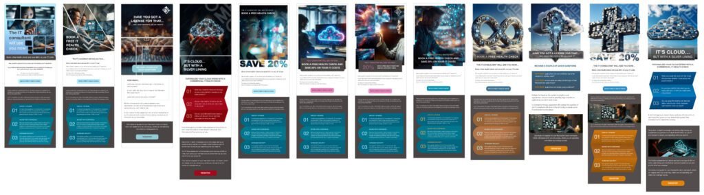 FinOps for IT email marketing campaign ideas displaying a work and thought process behind the final images